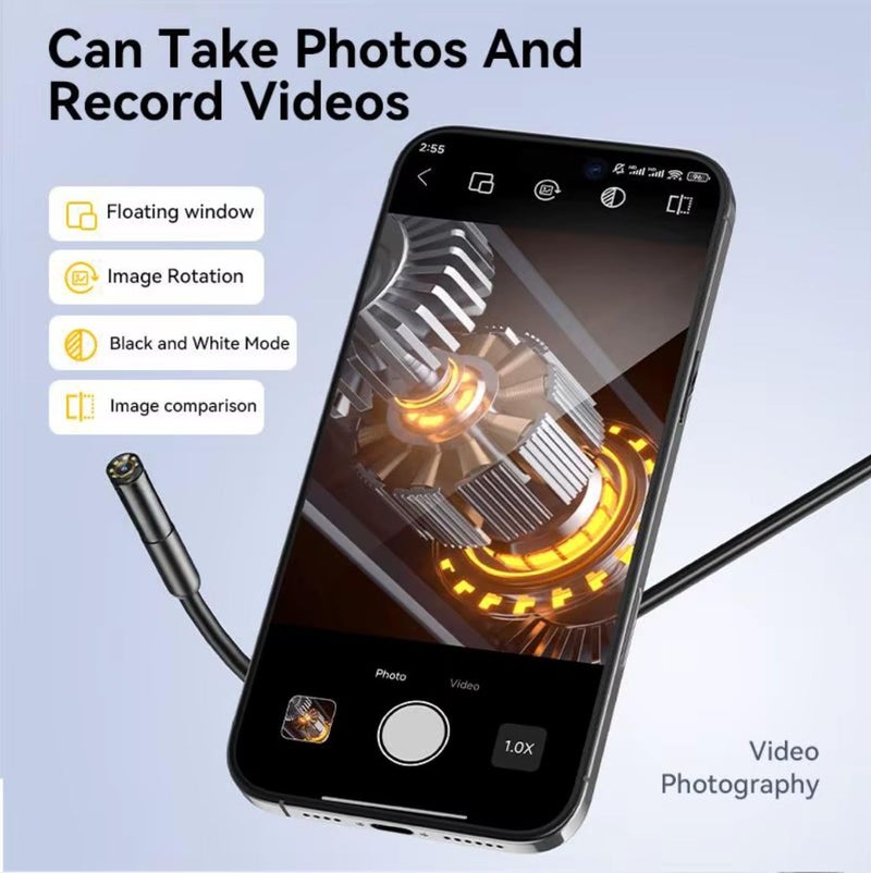 KEEMIKA 1920P HD 9.8FT Endoscope with Light, Borescope with 8 Adjustable LED Lights, USB Type C, Inspection Camera with Semi-Rigid Snake Cable for Android and iOS Smartphones, iPhone, iPad. - Image 4